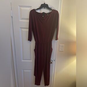 Nina Leonard Maroon Jumpsuit Light for Summer